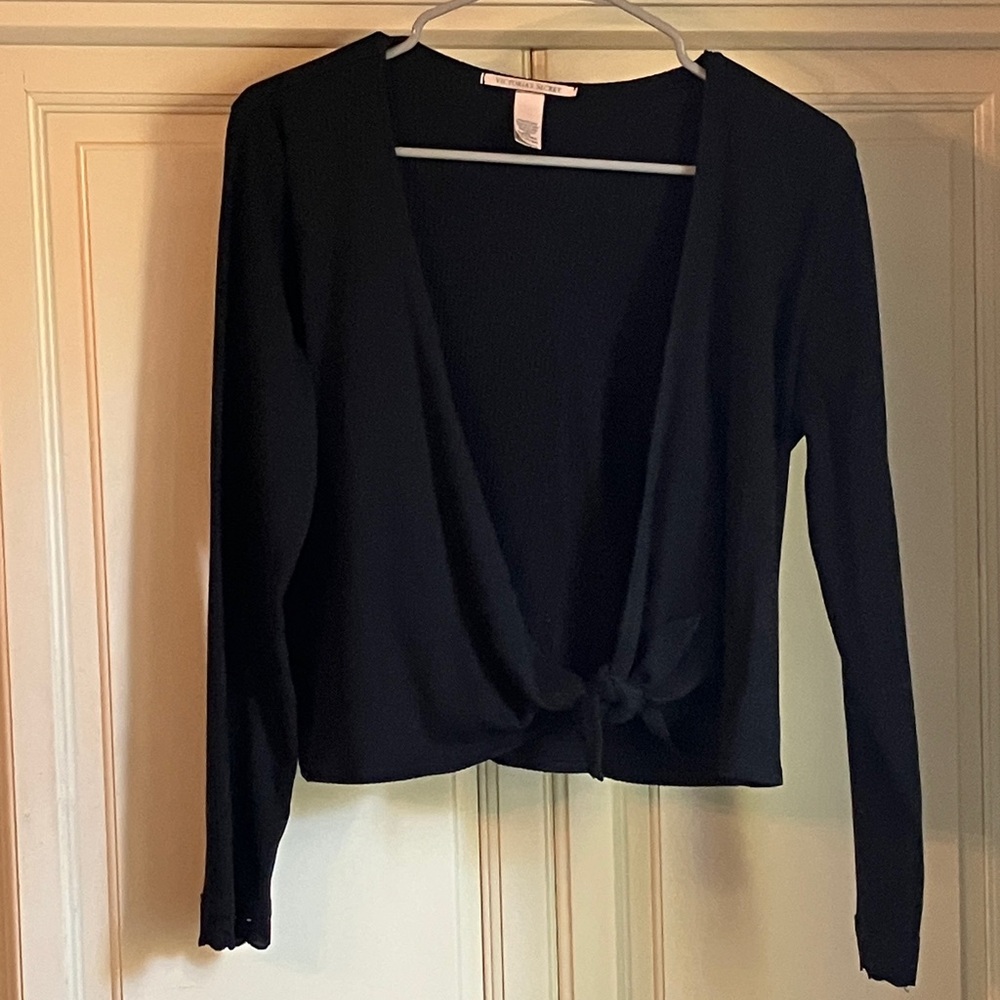 Victoria's Secret Black Ribbed Cardigan large